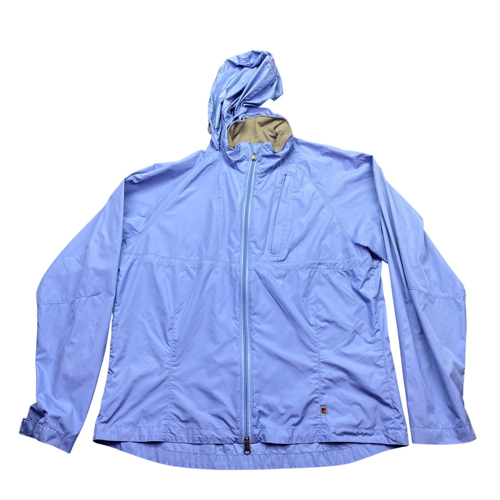 Woolrich Womens Heather Blue Hooded Full Zip Windbreaker Jacket Size M Gorpcore